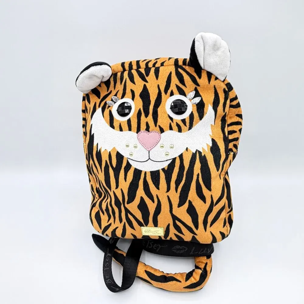 Luv Betsey Betsey Johnson Plush Tiger Face Backpack Rhinestone Ears